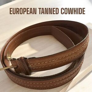 Big and Tall Men's Vintage European Tanned Cowhide Brown Leather Belt